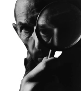 Man With Magnifying Glass Vinyl Car Decal Sticker – Waterproof & UV-Resistant 8"