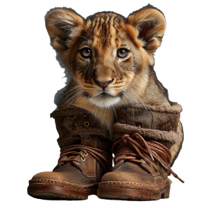 Lion Cub In Boots Vinyl Car Decal Sticker – Waterproof & UV-Resistant 8" Lion Cub In Boots Vinyl Car Decal Sticker – Waterproof & UV-Resistant 8"