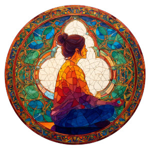 Stained Glass Yogi Vinyl Car Decal Sticker – Waterproof & UV-Resistant 8"