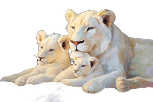 White Lion Family Vinyl Car Decal Sticker – Waterproof & UV-Resistant 8"