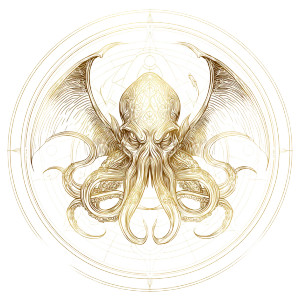 Gold Cthulhu Portrait Vinyl Car Decal Sticker – Waterproof & UV-Resistant 8"
