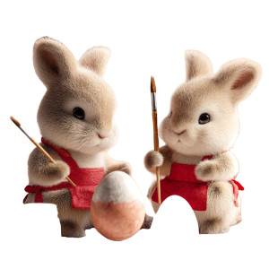 Baby Rabbits Painting Eggs Vinyl Car Decal Sticker – Waterproof & UV-Resistant 8"