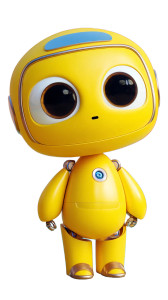 Yellow Animated Robot Vinyl Car Decal Sticker – Waterproof & UV-Resistant 8"