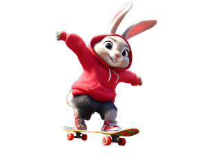 Skating Rabbit Vinyl Car Decal Sticker – Waterproof & UV-Resistant 8"