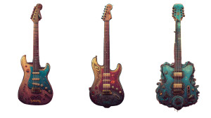Fantastical Guitars Trio Vinyl Car Decal Sticker – Waterproof & UV-Resistant 8"