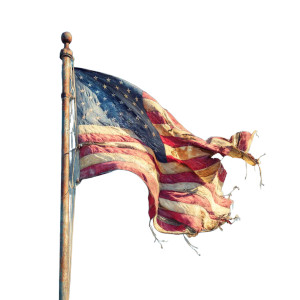 Tattered American Flag Vinyl Car Decal Sticker – Waterproof & UV-Resistant 8"