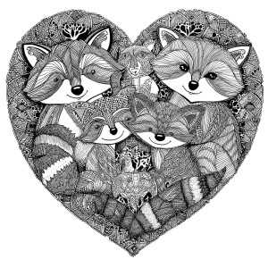 Raccoon Heart Coloring Vinyl Car Decal Sticker – Waterproof & UV-Resistant 8"