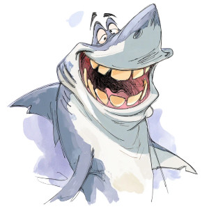 Cartoon Shark Vinyl Car Decal Sticker – Waterproof & UV-Resistant 8"