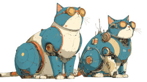 Robot Cats Vinyl Car Decal Sticker – Waterproof & UV-Resistant 8"