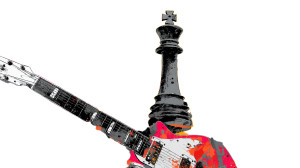 Electric Guitar Chess Vinyl Car Decal Sticker – Waterproof & UV-Resistant 8"