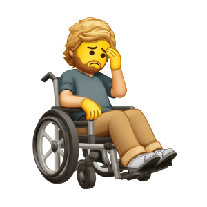 Sad Wheelchair Emoji Vinyl Car Decal Sticker – Waterproof & UV-Resistant 8"