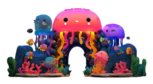 Jellyfish Pavilion Doorway Vinyl Car Decal Sticker – Waterproof & UV-Resistant 8"