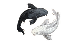 Yin Yang Koi Spaceships Vinyl Car Decal Sticker – Waterproof & UV-Resistant 8"