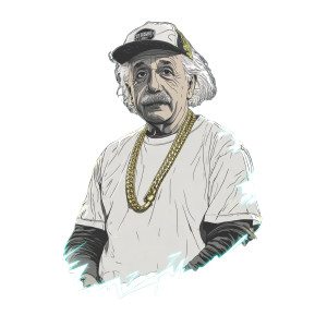 Animated Einstein Portrait Vinyl Car Decal Sticker – Waterproof & UV-Resistant 8"