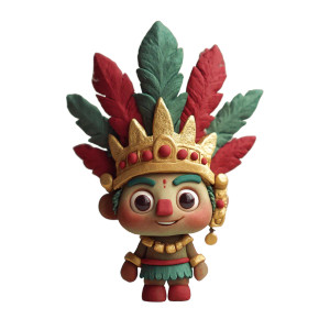 Chibi Aztec Character Vinyl Car Decal Sticker – Waterproof & UV-Resistant 8"