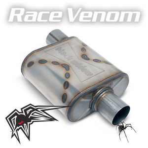 Black Widow Exhaust Exhaust Muffler BW0010-P Race Venom; Oval; Stainless Steel Case; Single 3 Inch Offset Inlet; Single 3 Inch Center Outlet Black Widow Exhaust Exhaust Muffler BW0010-P Race Venom; Oval; Stainless Steel Case; Single 3 Inch Offset Inlet; Single 3 Inch Center Outlet