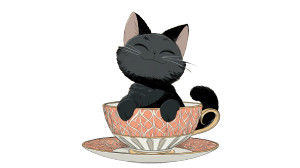 Demon Kitten Teacup Vinyl Car Decal Sticker – Waterproof & UV-Resistant 8"