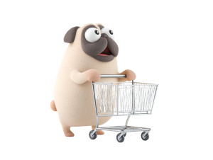 Cartoon Pug Shopping Vinyl Car Decal Sticker – Waterproof & UV-Resistant 8"
