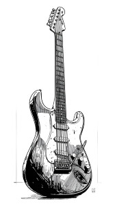 Guitar Vector Art Vinyl Car Decal Sticker – Waterproof & UV-Resistant 8"