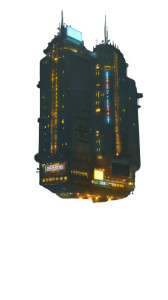 Futuristic Floating Skyscraper Vinyl Car Decal Sticker – Waterproof & UV-Resistant 8"