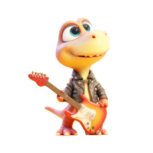 Baby Dinosaur Guitarist Vinyl Car Decal Sticker – Waterproof & UV-Resistant 8" Baby Dinosaur Guitarist Vinyl Car Decal Sticker – Waterproof & UV-Resistant 8"