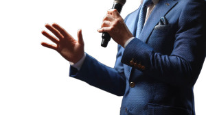 Businessman Speaking Vinyl Car Decal Sticker – Waterproof & UV-Resistant 8"