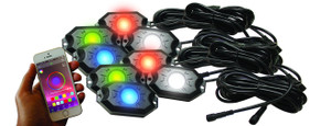Race Sport Lighting Underbody Light Kit RS8PRGBW Pod Strips; Multi-Color; 5 Volt; With Bluetooth App Control; 8 Pieces