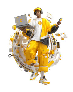 Futuristic Tech Man Vinyl Car Decal Sticker – Waterproof & UV-Resistant 8"