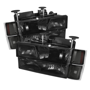 Xtune Crystal Smoke Headlight Assembly | Set of 2 | Black Housing | Clear 9005 High Beam/9006 Low Beam | OE Quality