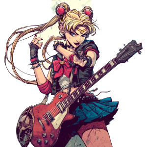 Punk Rock Magical Girl Vinyl Car Decal Sticker – Waterproof & UV-Resistant 8"