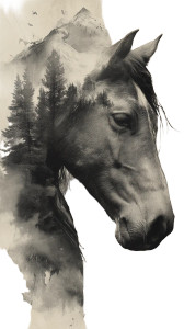 Horse Double Exposure Vinyl Car Decal Sticker – Waterproof & UV-Resistant 8"