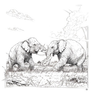 Elephants Fighting Vinyl Car Decal Sticker – Waterproof & UV-Resistant 8"