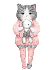 Adorable Cat Illustration Vinyl Car Decal Sticker – Waterproof & UV-Resistant 8"