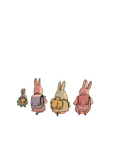 Anthropomorphic Rabbits Walking Vinyl Car Decal Sticker – Waterproof & UV-Resistant 8"