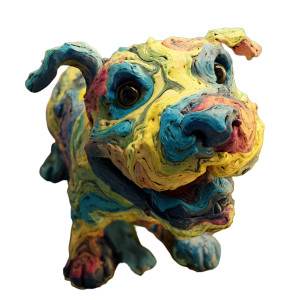 Whimsical Clay Dog Vinyl Car Decal Sticker – Waterproof & UV-Resistant 8"