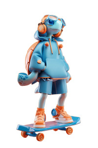 Cyber Turtle Skateboarder Vinyl Car Decal Sticker – Waterproof & UV-Resistant 8"