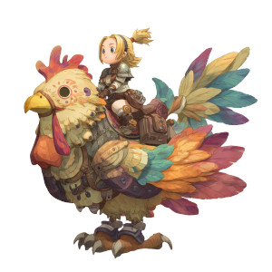 Feathered Chocobo Rider Vinyl Car Decal Sticker – Waterproof & UV-Resistant 8"