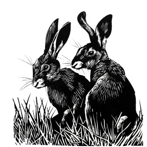 Rabbit Linocut Vinyl Car Decal Sticker – Waterproof & UV-Resistant 8"