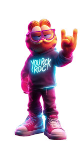 Neon Garfield Vinyl Car Decal Sticker – Waterproof & UV-Resistant 8"