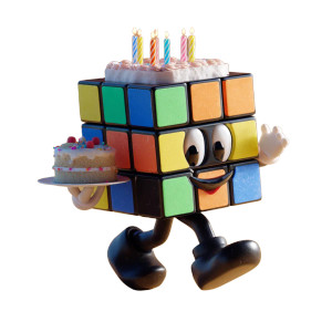 Happy Rubik Cube Vinyl Car Decal Sticker – Waterproof & UV-Resistant 8"