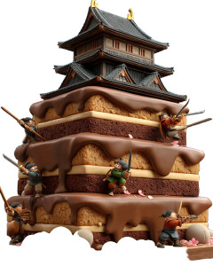 Samurai Chocolate Cake Vinyl Car Decal Sticker – Waterproof & UV-Resistant 8"