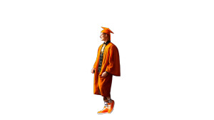Orange Graduation Man Vinyl Car Decal Sticker – Waterproof & UV-Resistant 8"