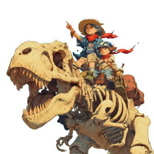 Kids On T-Rex Adventure Vinyl Car Decal Sticker – Waterproof & UV-Resistant 8"