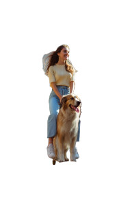 Woman Riding Dog Vinyl Car Decal Sticker – Waterproof & UV-Resistant 8"