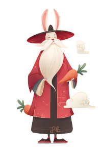 Ancient Rabbit Deity Vinyl Car Decal Sticker – Waterproof & UV-Resistant 8"