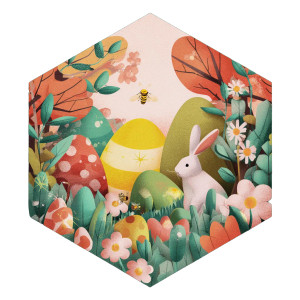 Easter Hexagon Vinyl Car Decal Sticker – Waterproof & UV-Resistant 8"