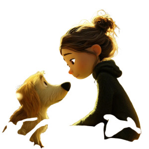 Angel Dog Cuddle Vinyl Car Decal Sticker – Waterproof & UV-Resistant 8"