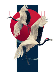 Graceful Cranes Flight V2 Vinyl Car Decal Sticker – Waterproof & UV-Resistant 8"