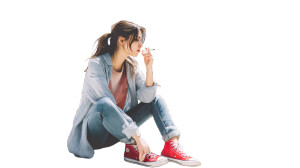 Smoking On Rooftop Vinyl Car Decal Sticker – Waterproof & UV-Resistant 8"