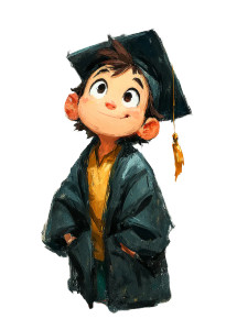 Graduating Boy Cartoon Vinyl Car Decal Sticker – Waterproof & UV-Resistant 8"